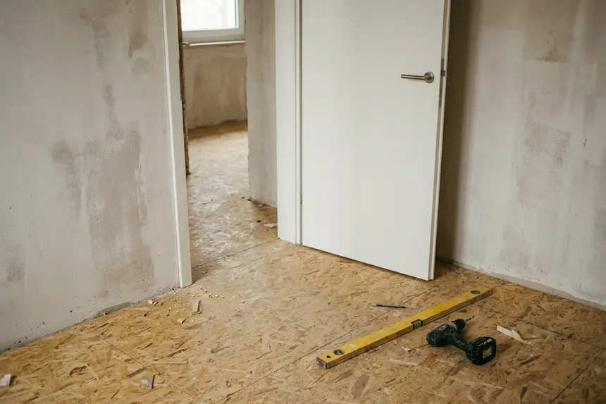 Symbolbild: neu eingebaute Innentür in einer renovierten Wohnung