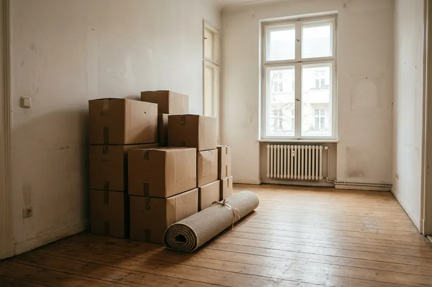 Symbolbild: gestapelte Umzugskartons in einer leeren Wohnung